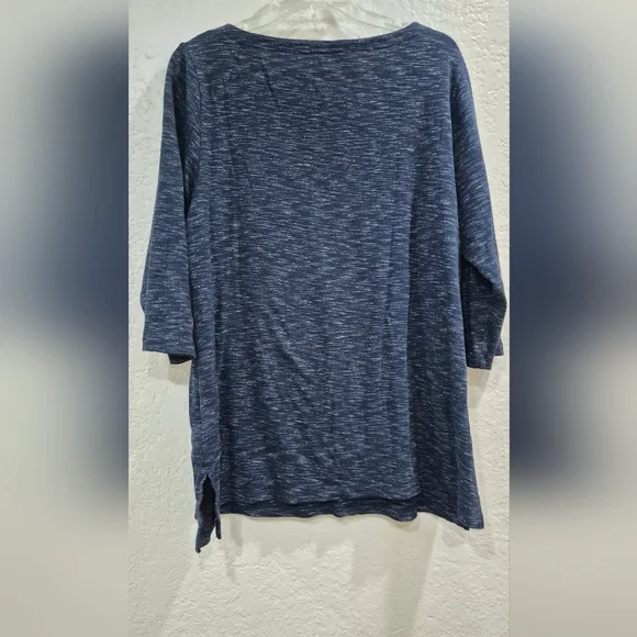 Karen Scott Cotton Women's Navy Blue Top Size XL 3/4 Sleeve - Picture 5 of 5